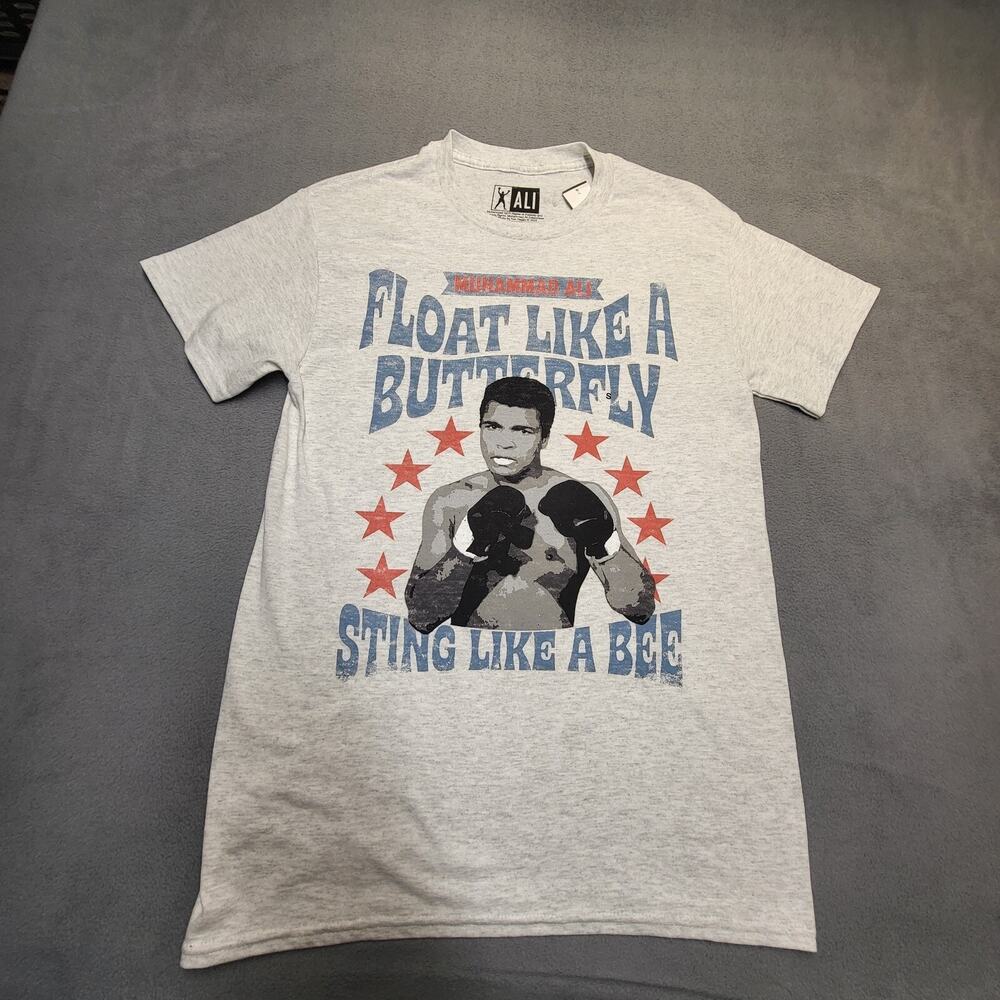 Muhammad Ali Shirt Mens S Gray Short Sleeve Graphic Crew Neck Boxing